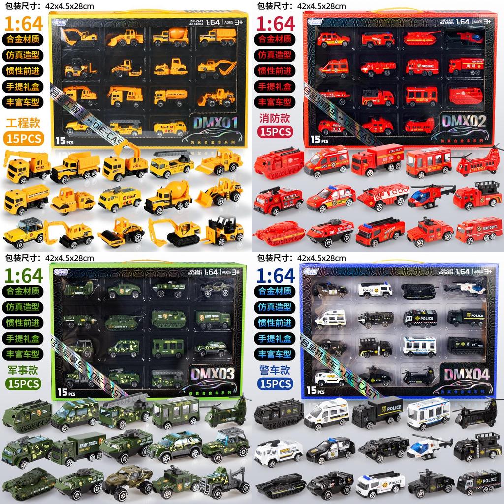 Alloy Mini Engineering Vehicle Fire Truck Police Car Collection With Pull Back Function For Kids Play