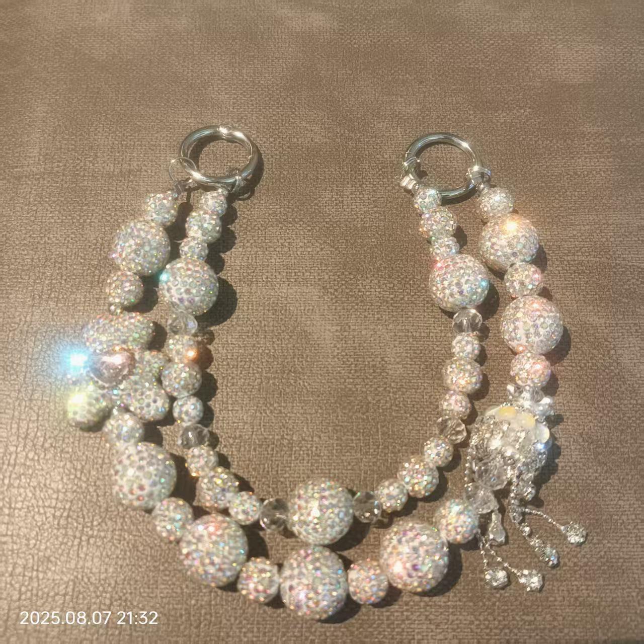 

Luxury Ceramic Rhinestone Beaded Phone Wrist Chain & Bag Pendant