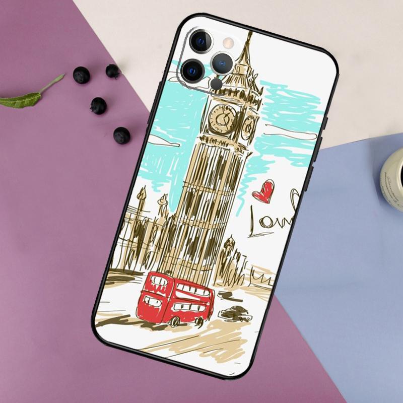 London Red Bus Big Ben Phone Case For iPhone 17 16 15 14 11 12 13 Pro Max Plus 12 13 mini 16e 17 Air Bumper Cover