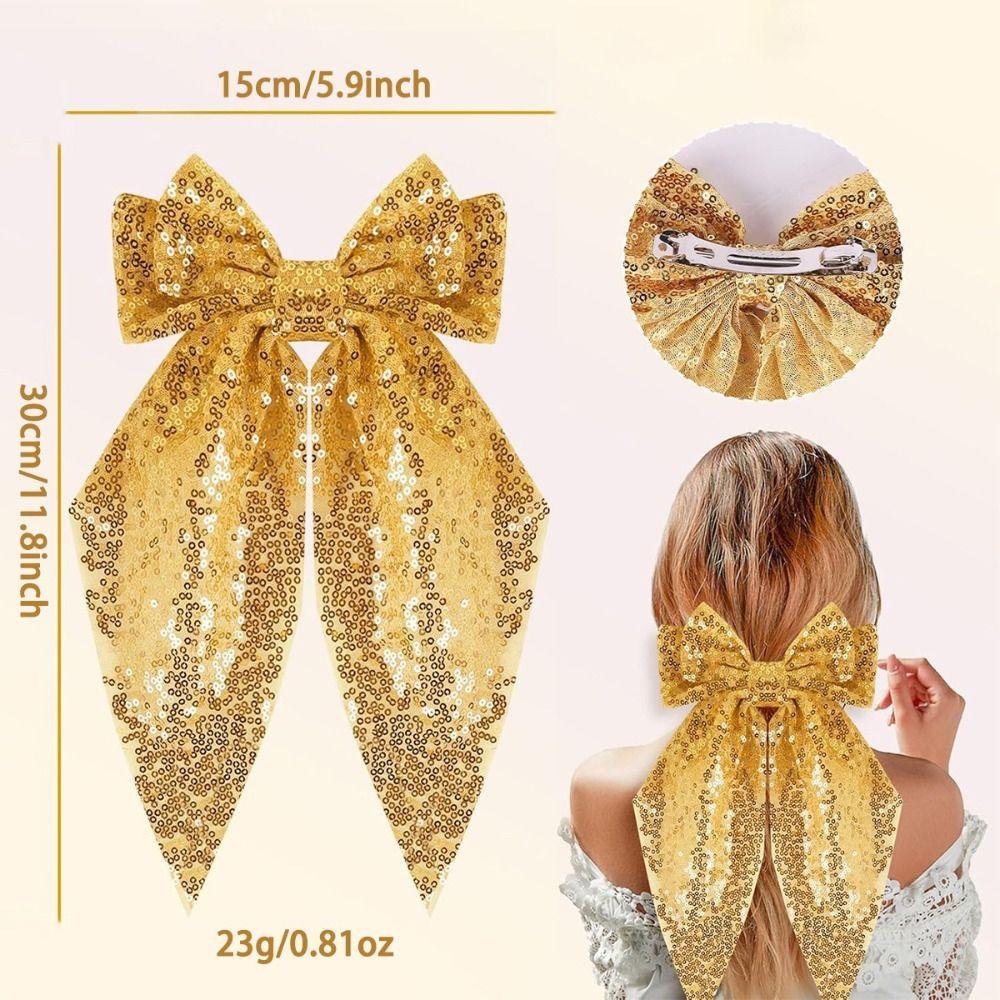Big Bows Sequin Bow Hair Clip Handmade Bowknot Hair Accessories Party Accessories