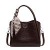 Silk scarf versatile handbag new bucket bag messenger bag women's texture commuting shoulder bag