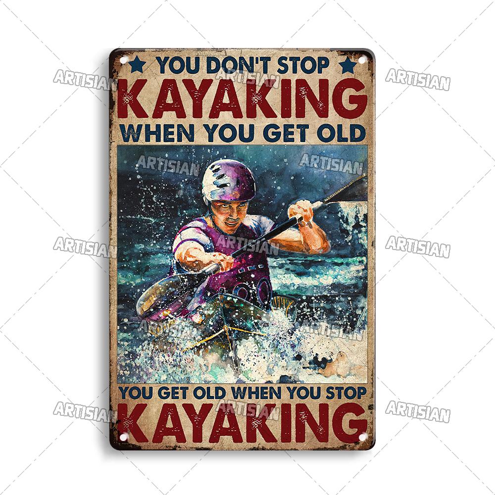 Artisian Rowing Metal Sign Surfing Tin Poster Kayaking Sport Decorative Plate Wall Decor Garage Bar Pub Club Hotel Cafe Kitchen