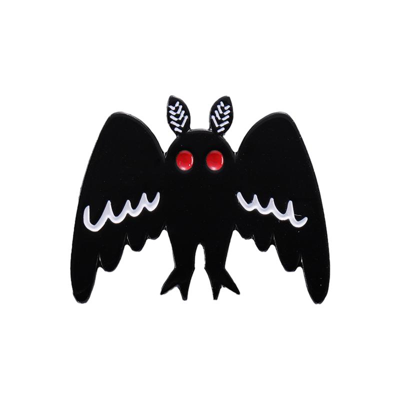 Mothman Emaille-Pins Benutzerdefiniert Rotes Auge Unsichtbare Kreatur Tier Broschen Anstecknadeln Punk Gothic Schmuck Geschenk für Freunde