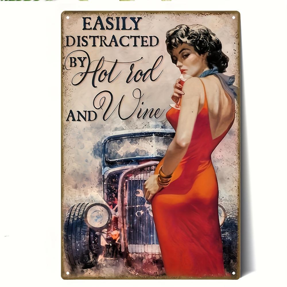Retro Metal Sign D Hot Rod Girl Wall Art Vintage Tin Poster for Garage Bar Man Cave Home Decor Xcm