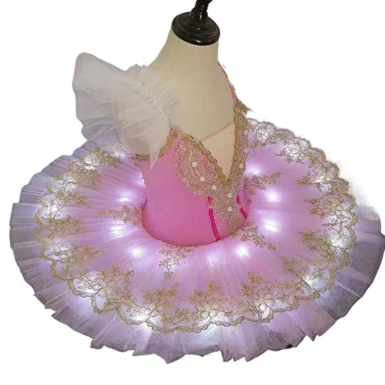 Girls' White Swan Ballet Costume: Princess Dancewear Tutu Skirt for Performances