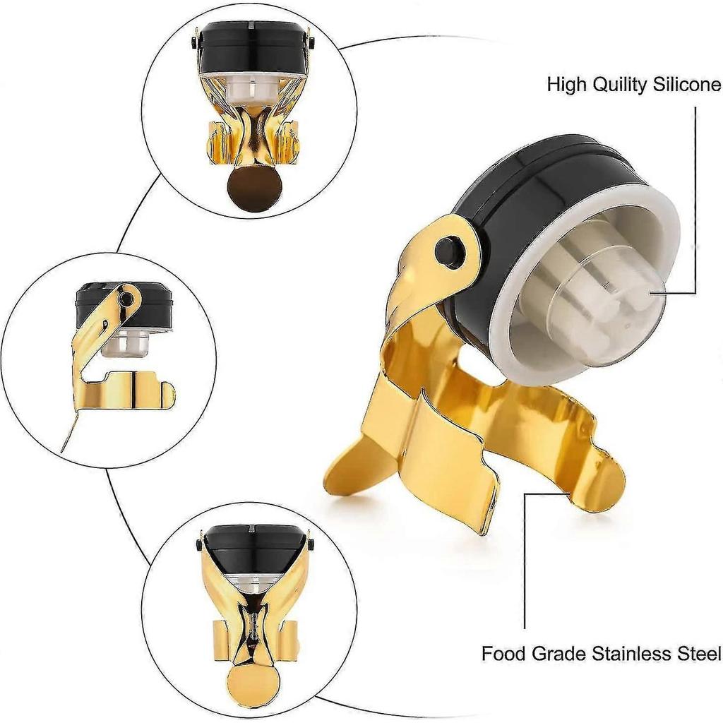 Champagne Stopper, 2pcs Stainless Steel Champagne Bottle Plug Sealer For Cava Prosecco Sparkling Wine Stopper TY