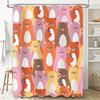 Adorable Cartoon Bear Print Shower Curtain for Bathroom Decor 3D Waterproof Fabric Hanging Multiple Colors Available