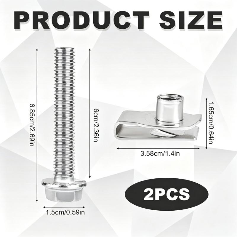 304 Stainless Steel Fuel Tank Mounting Bolts, 4 Threaded Assemblies with Formed Metal Retaining Plates for Mounting Hardware Replacement