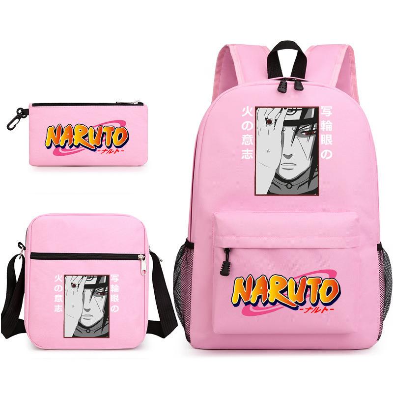 Naruto Starry Sky School Bag Three-Piece Shoulder Bag Pencil Case Anime Cartoon Backpack Male