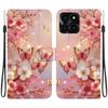 Handmade PU Leather Flip Case for Honor X6a Anti-Slip Shockproof Cover with Wrist Strap & Heart/Rose Cat Designs