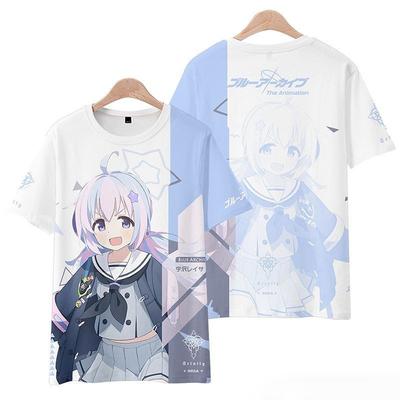 Game Blue Archive Uzawa Reisa Cosplay T-shirts 3D Sorasaki Hina Print Men Women Anime Cartoon Tees Harajuku Y2k Short Sleeve Top