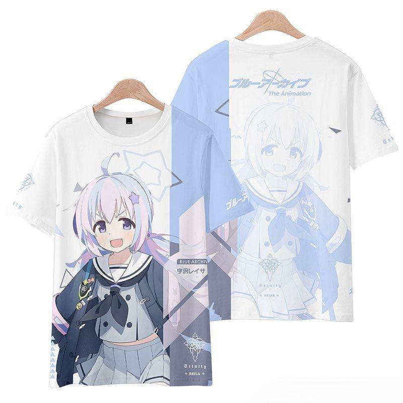 Game Blue Archive Uzawa Reisa Cosplay T-shirts 3D Sorasaki Hina Print Men Women Anime Cartoon Tees Harajuku Y2k Short Sleeve Top S белый