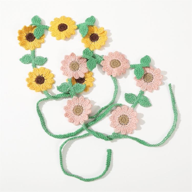 Soft Knitted Flower Hairband Adjustable Headwrap For Sensitive Scalp Beach Wedding Or Daily Use