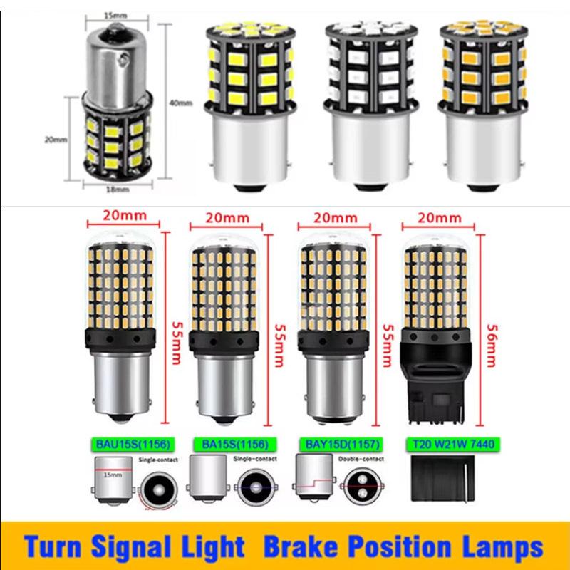 ZG 2Pcs Car Led Lamp Turn Lamp Brake Lights Signal Lamp Bau15s 1156 1157 BA15S T20 W21 3157 3156 Bulbs 144smd CanBus Flashing