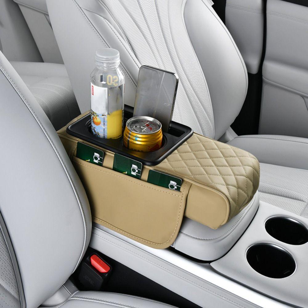 PU-Leder Armlehnenpolster Tragbares Auto-Armlehnenkissen Langlebige Aufbewahrungsbox Auto