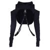 GMXIA Dark Wind Sommer Mode Top O-Ausschnitt Langarm Crop Mesh kurze Hoodie Frau