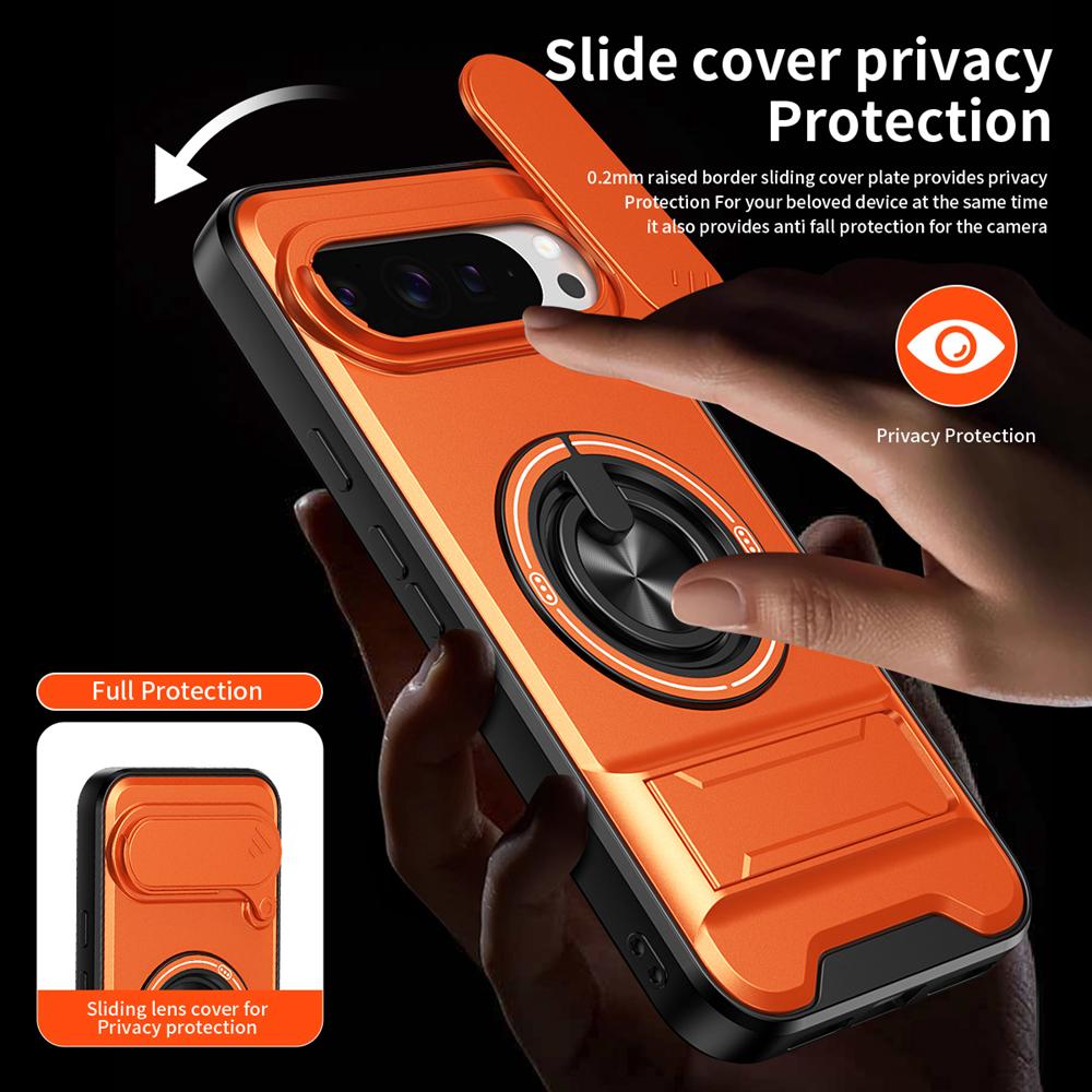 KEYSION Magnetic Phone Case for Google Pixel 9 10 Pro XL 10 9 Pro Slide Camera Protection Upright Stand 360°Ring Shockproof Cover