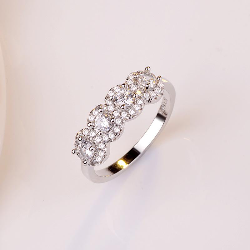 Wish Popular Micro-Set Simulated Diamond Engagement Ring for European and American Marriage Proposals