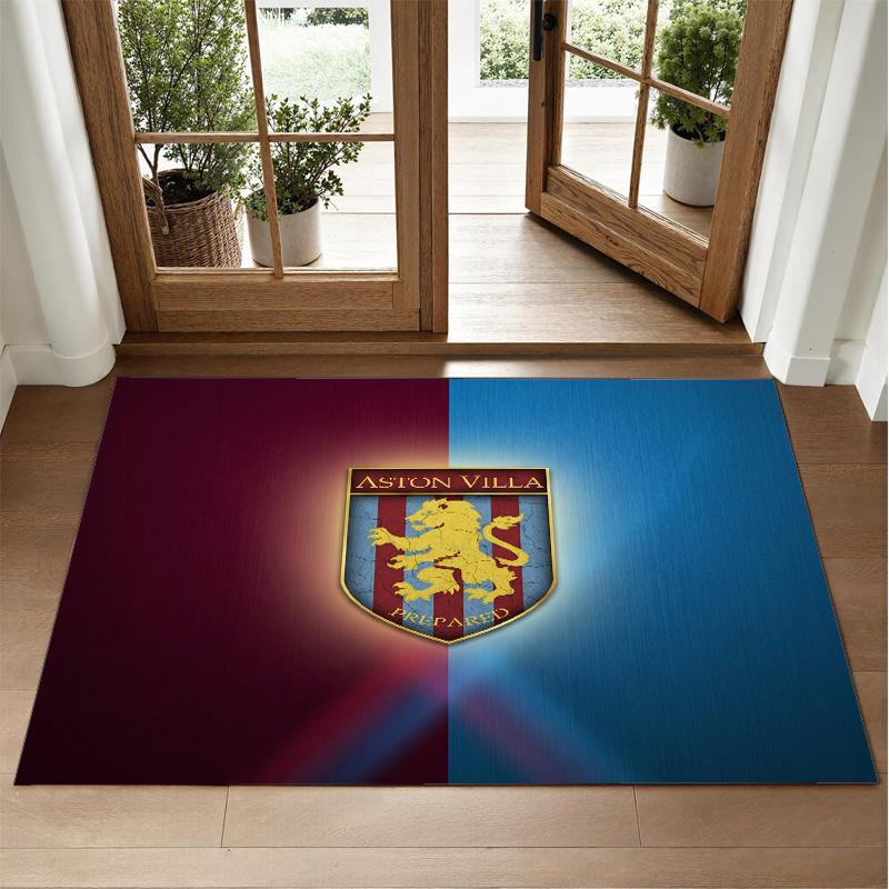 Aston Villa Football Design Crystal Velvet Rug Soft Decorative Mat for Bedroom Entrance