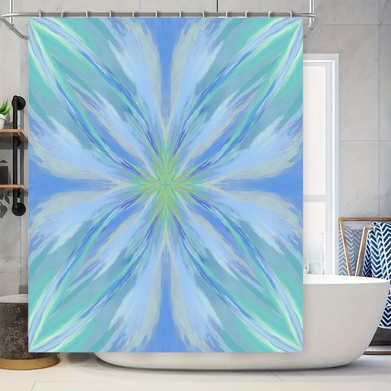 

Luxury Blue Green Flower Shower Curtain Waterproof Decorative Bath Mat Home Decoration Size Customizable 3D Printed Bathroom Lin W60H190(CM)-1 Pcs