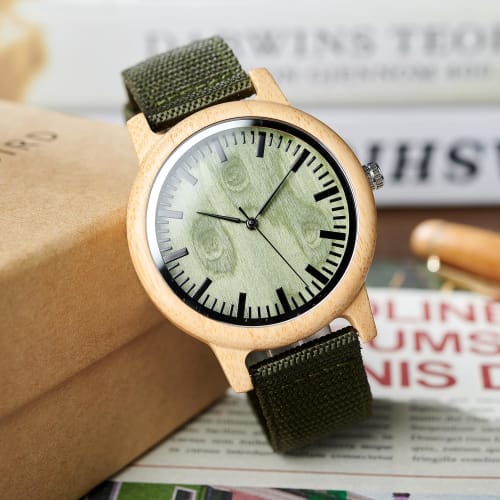 BOBO BIRD B045 Bamboo Watch with Nylon Band, 40mm Diameter