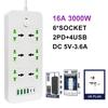 2500w3000w Universal Strip Power 2m Extension Cord Socket 346 Way Uk Plug Fast Charging Power Board