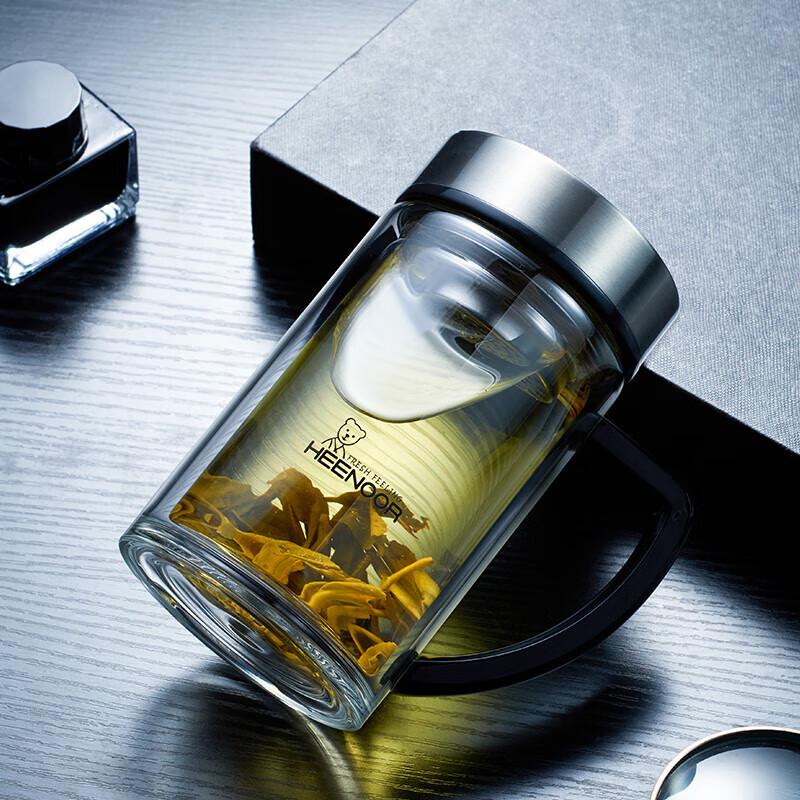 Xeno Double-Layer Glass Tea Cup with Handle