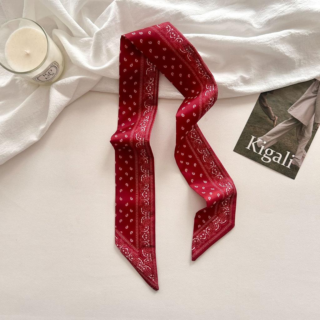 Elegant and versatile cashew print scarf, slim and long, versatile neck and scarf, multifunctional hair tie tie
