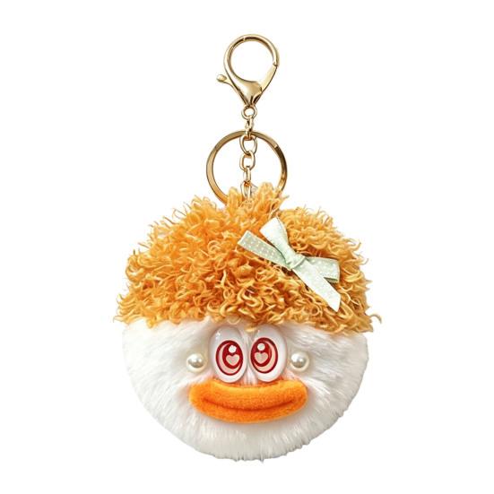 Cartoon Key Accessory Curly Hair Head Keychain, Plush Keychain with Metal Clasp, Plushie Holder Backpacks Handbags Keys Decorative Pendant for