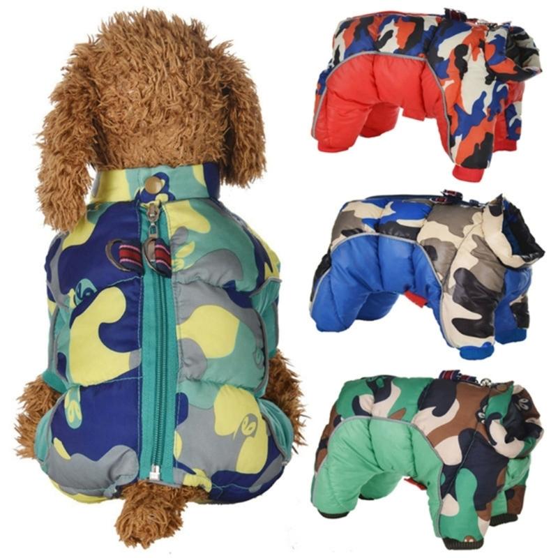 Dog Winter Clothes Warm Cotton Camouflage Jackets with TractionHook Puppy Jumpsuits Skiing Hiking Thick Pet Clothing