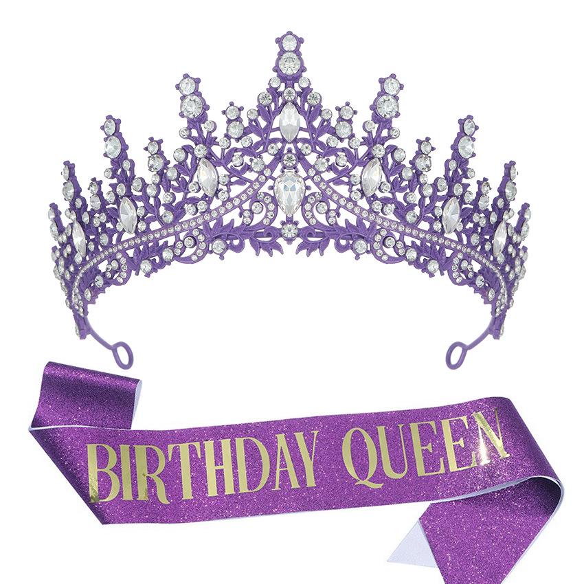 Luxury Crystal Crown & Sash Set for Birthday Girl