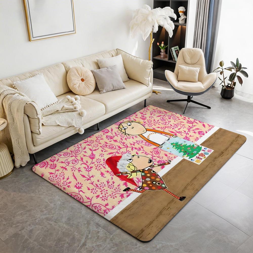 C Charlie and Lola anime Floor Mat Eco Flannel Doormat Non Slip Odorless Indoor Floor Rug Soft Short Plush Home Mat