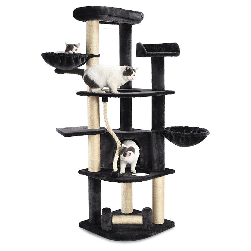 Luxury Villa Cat Scratcher Climbing Tree Wooden Large Cat Tree чёрный