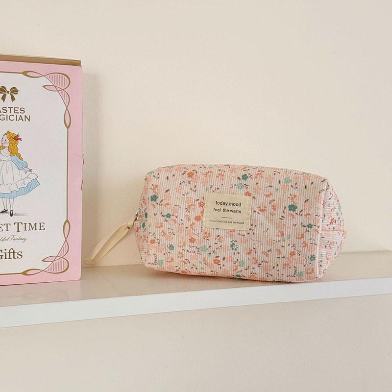 

Vintage Corduroy Women s Floral Cosmetic Bag Retro Ladies Travel Storage Bags Handbags Portable Female Makeup Case Clutch Purse
