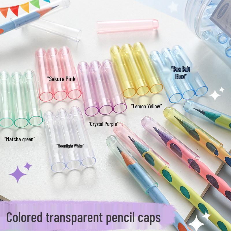 Transparent Pencil Cap for Kids - Grip Aid & Protective Cover