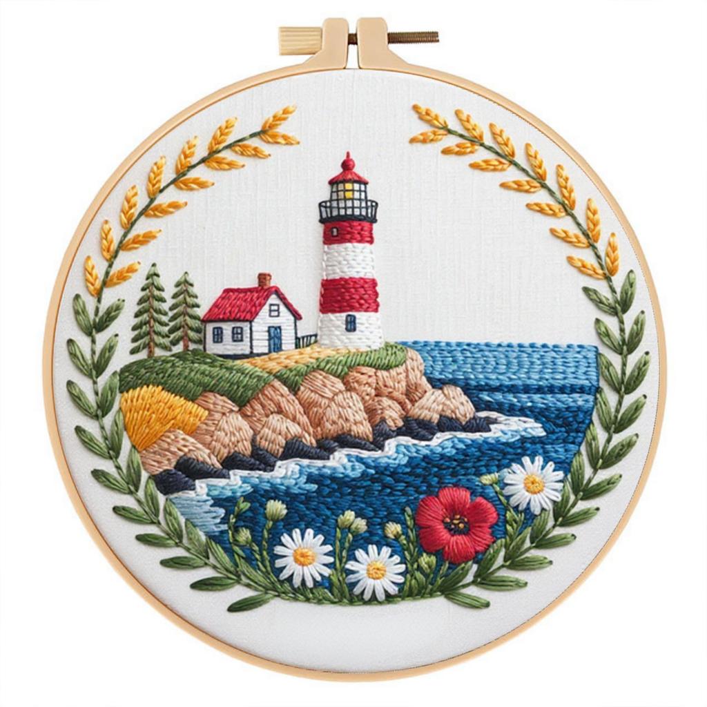 1set Christmas Cozy Cottage Kit DIY Embroidery Materials and Tools Suitable for Beginners, Stitching Tutorial, Hand Embroidery Fabric Material Set