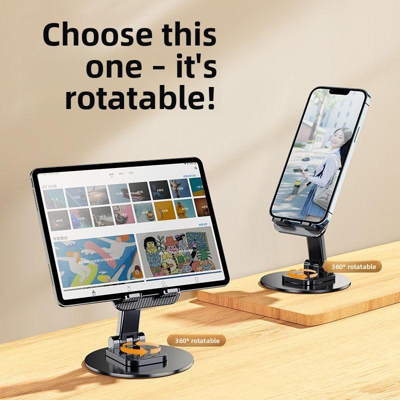 Universal Metal Desktop Phone Holder With 360degree Rotation And Foldable Design For Home And Office Use