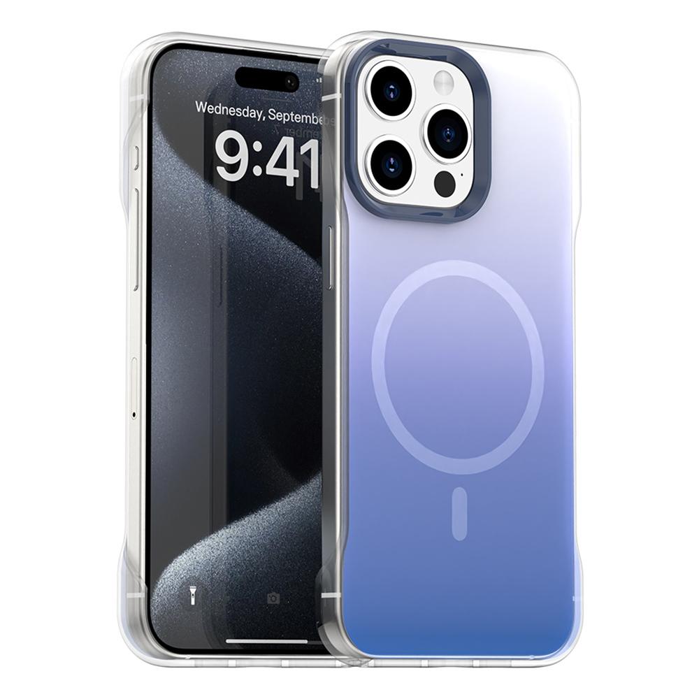 For iPhone 15 Pro Magnetic Case Gradient Design Borderless IMD TPU+PC+PET Phone Cover