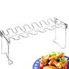 Stainless Steel Chicken Wing Leg Rack Grill Holder with Drip Pan for BBQ Outdoor Cooking Wings