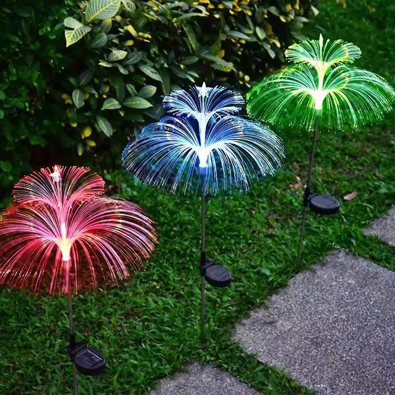 Cross-Border Solar LED Jellyfish Fiber Optic Outdoor Garden Light