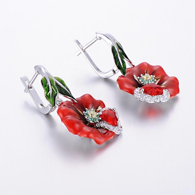 Fashionable Red Flower Earrings
