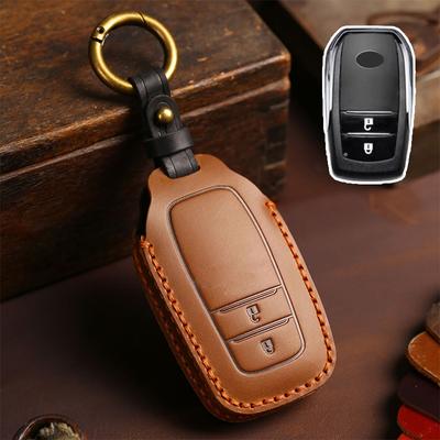 Skórzane Etui Pokrowiec na Kluczyk Samochodowy dla Toyota RAV4 Crown Hilux Fortuner Camry Land Cruiser Prado Ochronna Powłoka Fob Akcesoria