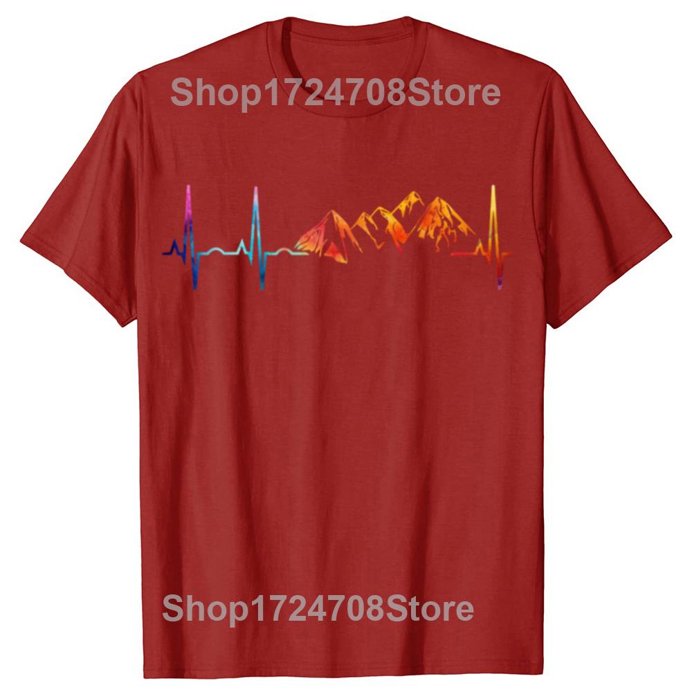 Funny Mountain Heartbeat Pulse Line Tshirts Men Womens Fashion Casual Tshirt 100 Cotton Loose Climbing Hiking T Shirt