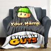 Stumble Guys Personalized Text Blanket Throw Customizable Blanket Durable Comfort Suitable for Seaside Couch Nap Chair for All Occasions