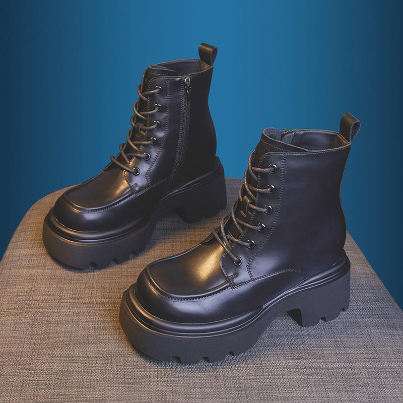 Thick-soled Martin Boots Women's 2025 New Autumn and Winter Single Boots Warm and Versatile Short Boots Tide-increasing Boots Women's Wenzhou Shoes