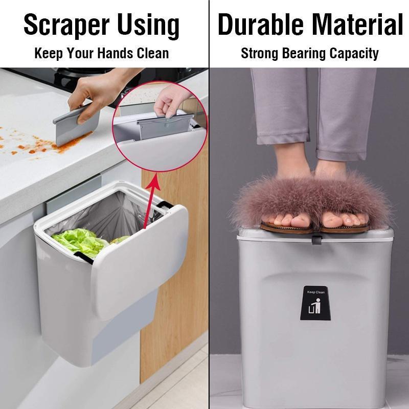 7L/9L Wall Mounted Trash Can Bin with Lid Waste Bin Kitchen Cabinet Door Hanging Trash Bin Garbage Car Recycle Dustbin Rubbish