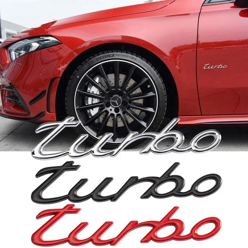 3D Metal Turbo Letters Rear Trunk Front Grille Hood Emblem Badge Sticker Universal For Mazda Hyundai BMW Honda KIA Mitsubishi Yk2