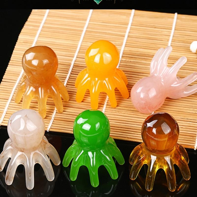 Handheld Octopuses Scalp Massager,8 Tentacles Gua Sha Massages Tools for Head Body Relaxing,Triggers Points Massage Tools