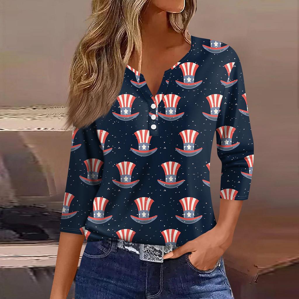 Topuri Damă cu Imprimeu Modă Vintage Casual Larg cu Decolteu în V Mărimi Mari Cămăși