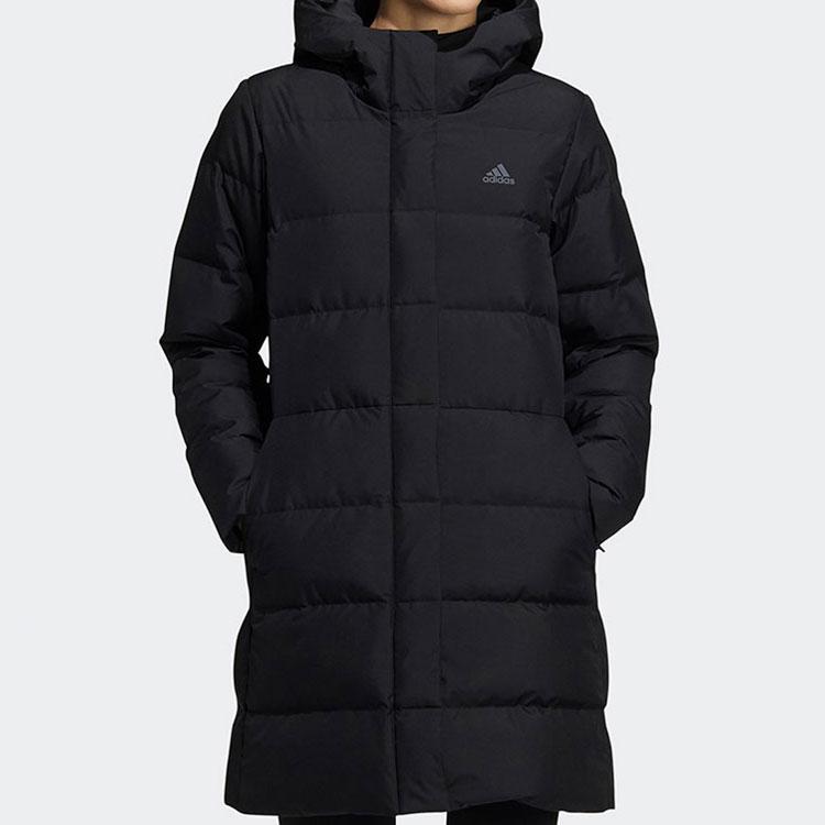 Adidas Outdoor Mid-Length Warm Duck Down Hooded Jacket Women Jacket Black H23071